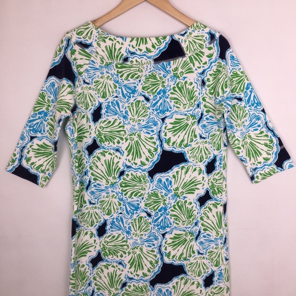 Lilly Pulitzer Midi/Mini Dress Chic Fit Blue Green Floral Print Women’s Size S - Picture 6 of 11